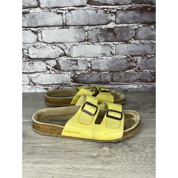 Sanosan Yellow Leather Arizona Slides Casual Cork Sandals Women Sz 40EU/9.5M US - Picture 4 of 16